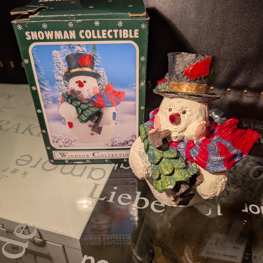 Festive Snowman with Red and Blue Scarf